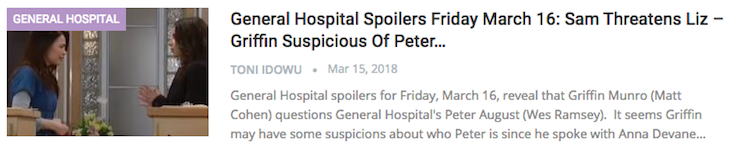 General Hospital Recap 3/15/2018: