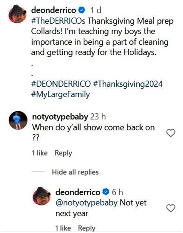 Deon Derrico Confirms Return Of Doubling Down With the Derricos - Instagram