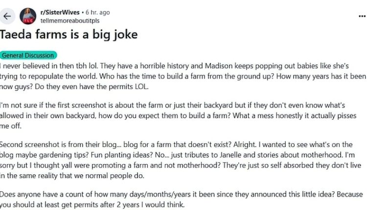 Disappointment in the TEADA Farms project – Reddit