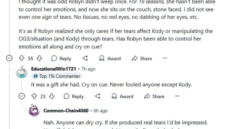 The crying discussion about Robyn on Reddit
