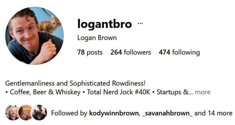 Logan’s profile followed by Kody – Instagram