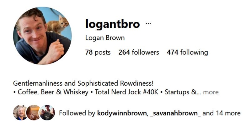 Logan's profile followed by Kody - Instagram