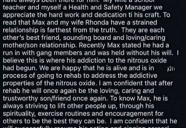 Max’s dad responds to reports of violent behavior – via @maxehrich – Instagram